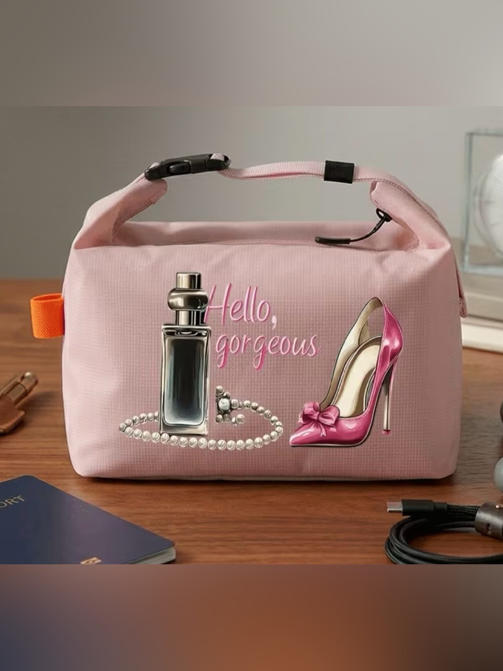 Pink 'Hello, Gorgeous' Cosmetic Travel Bag